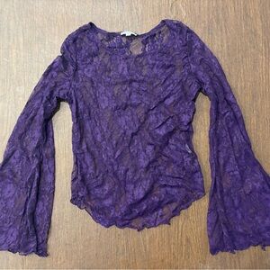 Earthbound Purple Floral Mesh Top